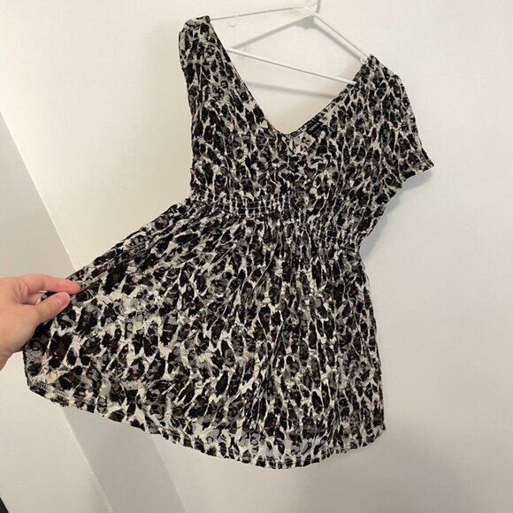 TORRID 0 Plus Size Leopard Lace Babydoll Top Cream Ivory Black Cheetah Animal L - Picture 10 of 16